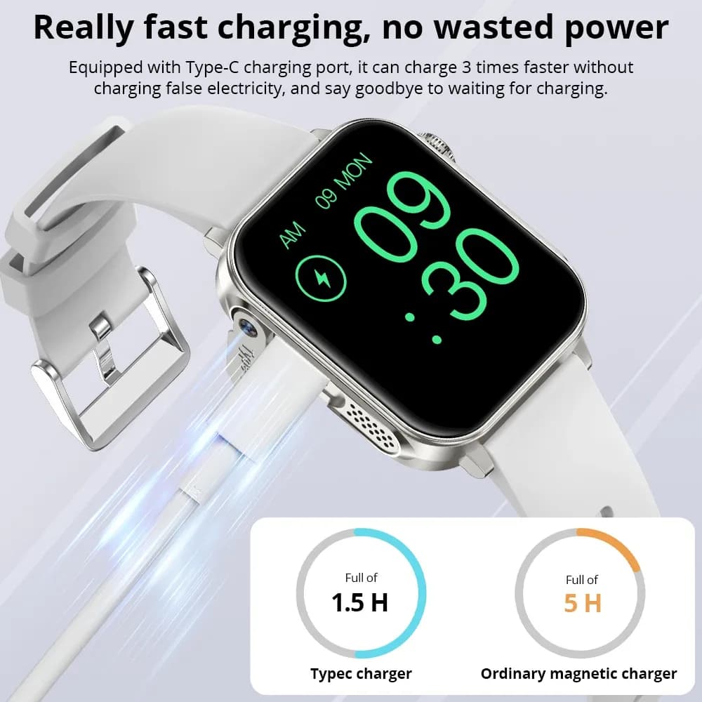 COLMI P80 type-c Smartwatch hommes femmes gestionnaire de santé Bluetooth appel IP67 étanche lampe de poche montre intelligente pour téléphone Xiaomi iOS – photo 2
