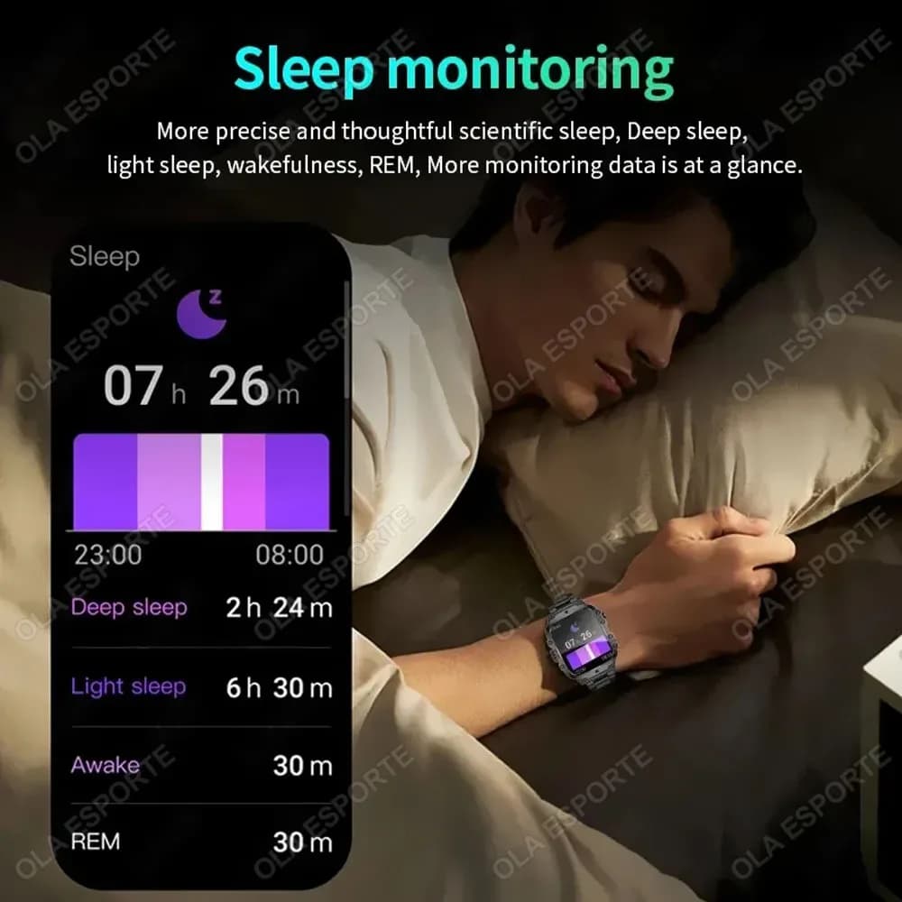 Nouvelle montre intelligente militaire 2026 pour hommes, IP67 3ATM, tracker de forme physique pour sports de plein air, moniteur de pression artérielle, appels BT, montre intelligente GPS – photo 6