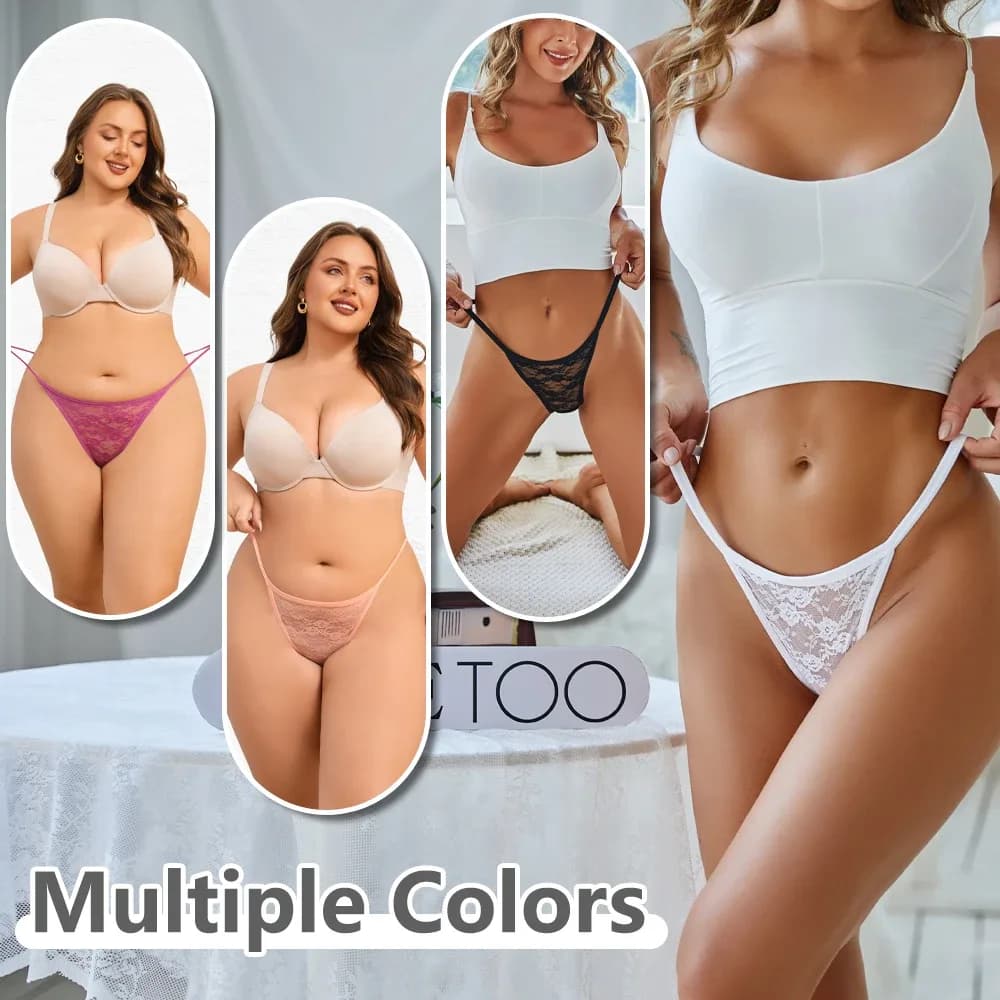 Ensemble de 7 pièces de lingerie sexy pour femmes, culottes transparentes en dentelle, string à fleurs en dentelle de couleur unie, taille basse, lingerie sexy pour l'été – photo 3