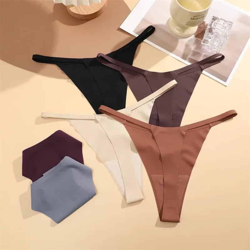 Ensemble de sous-vêtements ultra-minces sans couture pour femmes, culotte sexy à ceinture fine, string de haute commande pour filles, string respirant, lingerie féminine, 4 pièces, 12 pièces – photo 2
