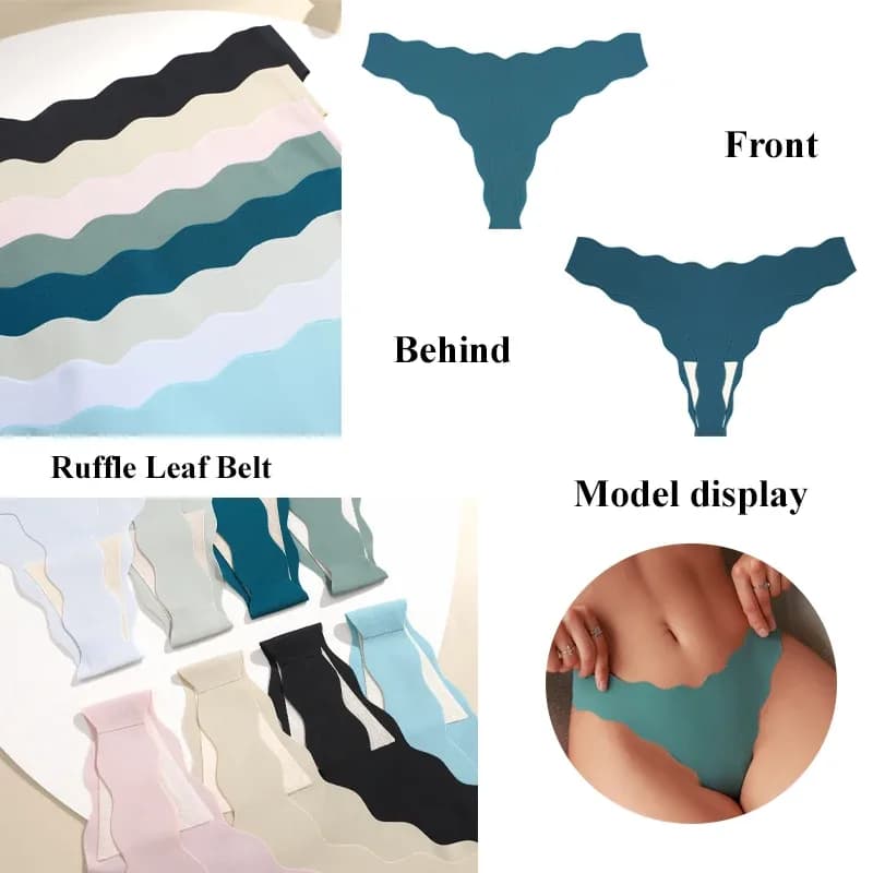 Sous-vêtements en tricot sans couture pour femmes, culotte Ultra douce, Sexy, respirant, solide, taille basse, string extensible, t-back, 4 pièces – photo 4