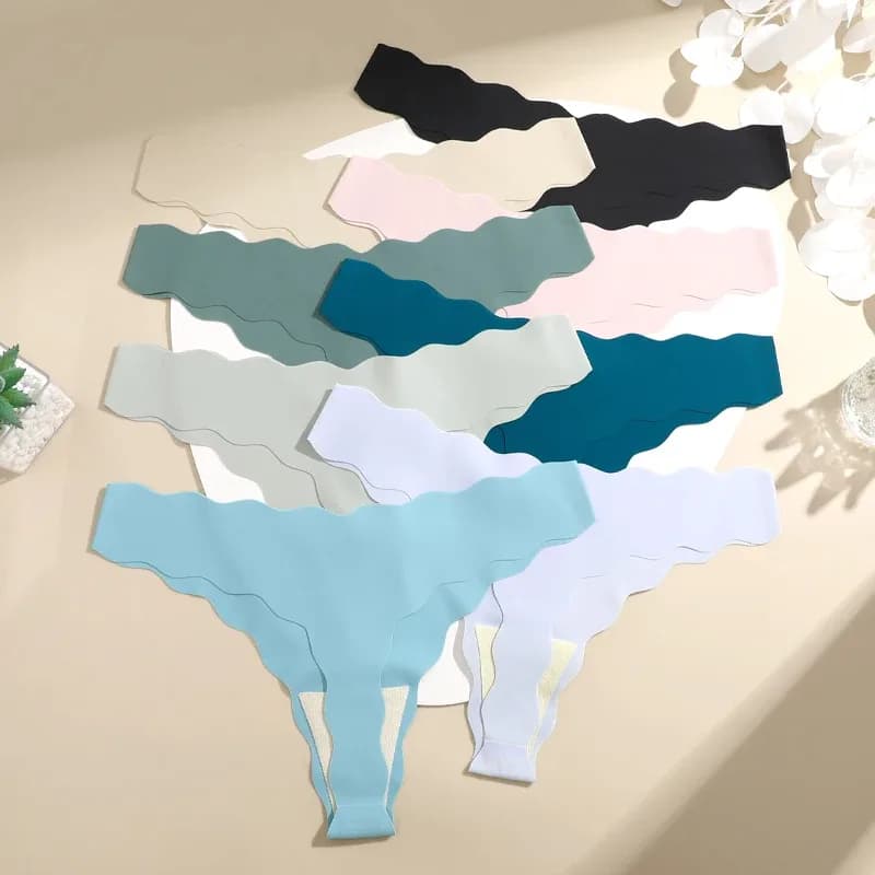 Sous-vêtements en tricot sans couture pour femmes, culotte Ultra douce, Sexy, respirant, solide, taille basse, string extensible, t-back, 4 pièces – photo 2