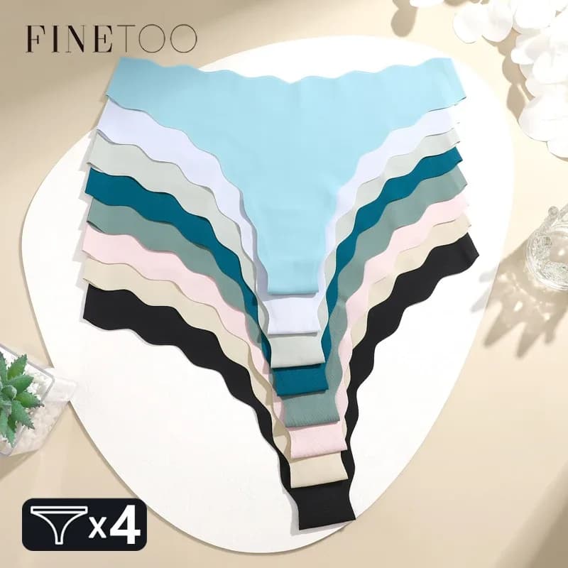 Sous-vêtements en tricot sans couture pour femmes, culotte Ultra douce, Sexy, respirant, solide, taille basse, string extensible, t-back, 4 pièces