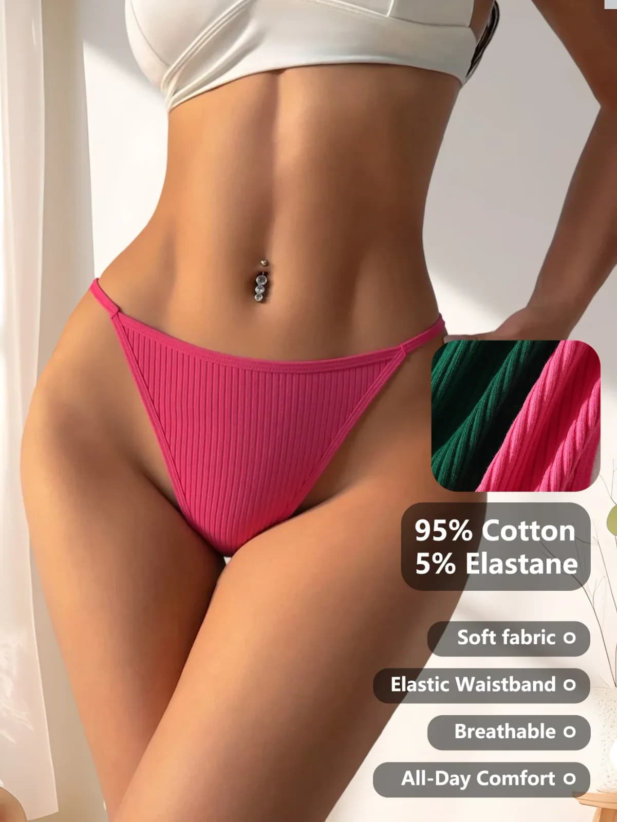 Lot de 11 Culottes Sexy Femme Taille Basse – Strings en Coton Respirant pour Filles et Dames – Lingerie Féminine Unie – photo 2