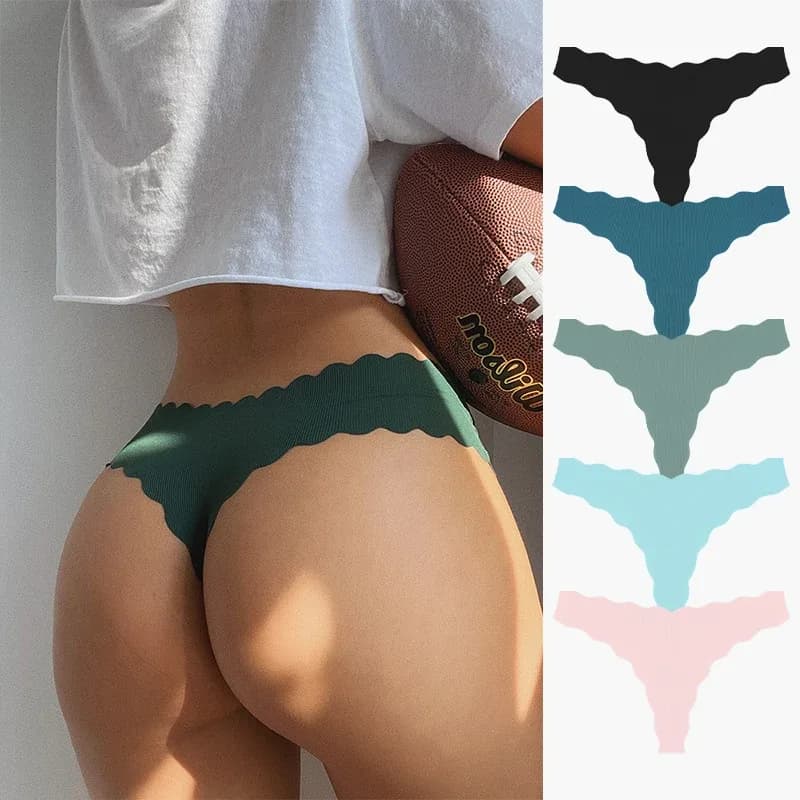 5 pièces femmes sans couture confortable string culottes pour femmes Sport course ensemble de sous-vêtements Sexy taille basse solide v-strings Invisible Lingerie – photo 4