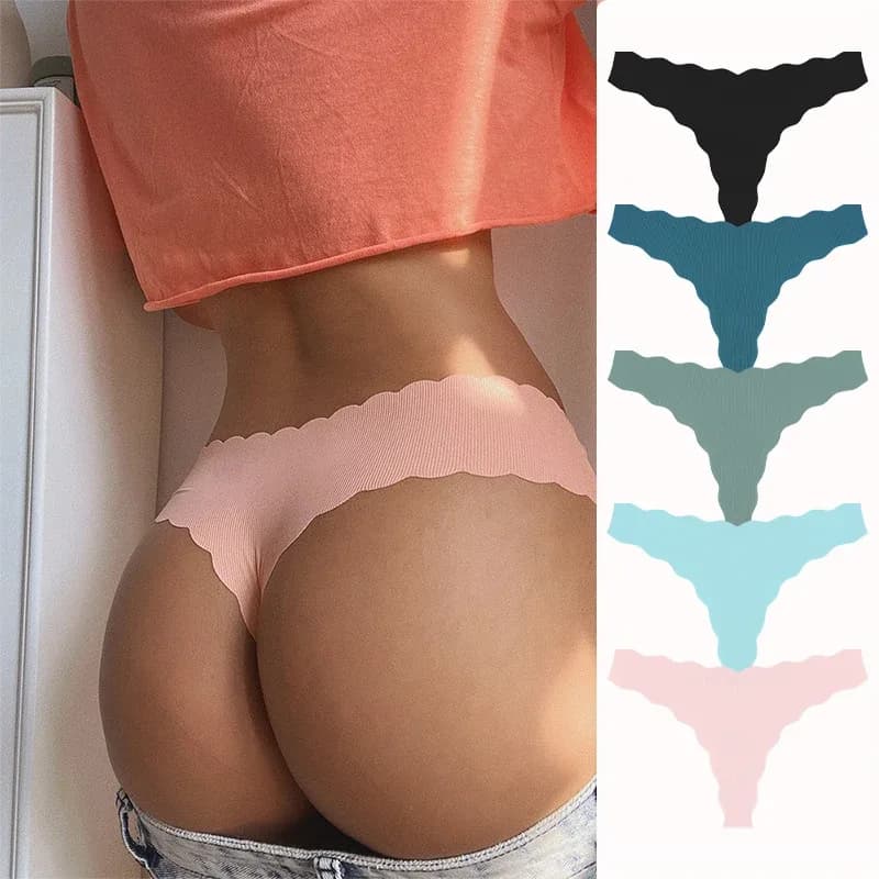 5 pièces femmes sans couture confortable string culottes pour femmes Sport course ensemble de sous-vêtements Sexy taille basse solide v-strings Invisible Lingerie – photo 5