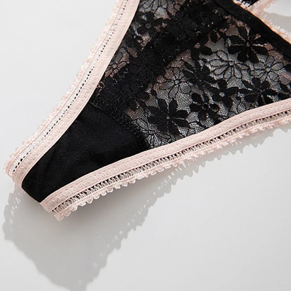 Garniture en dentelle pour filles, Design inspiré, Double ceinture, String G, culotte Sexy, ajouré, sous-vêtement Transparent de haute qualité, Lingerie – photo 6