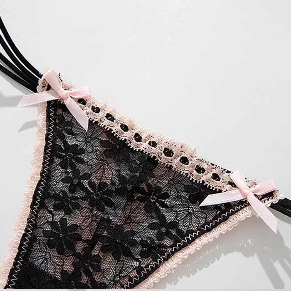 Garniture en dentelle pour filles, Design inspiré, Double ceinture, String G, culotte Sexy, ajouré, sous-vêtement Transparent de haute qualité, Lingerie – photo 5