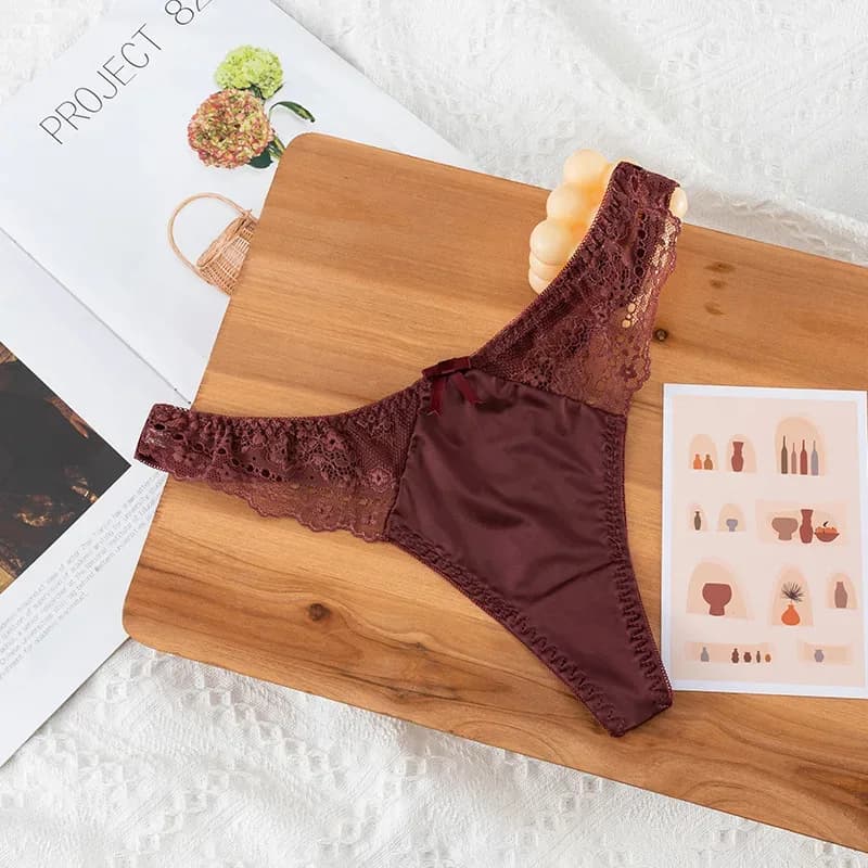Style européen tongs sexy mode évidé confort culotte taille basse sans couture string T pantalon sexy dentelle culotte lingerie – photo 5