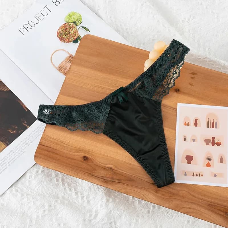 Style européen tongs sexy mode évidé confort culotte taille basse sans couture string T pantalon sexy dentelle culotte lingerie – photo 3