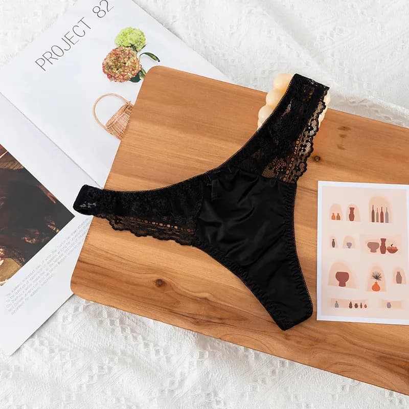 Style européen tongs sexy mode évidé confort culotte taille basse sans couture string T pantalon sexy dentelle culotte lingerie – photo 2