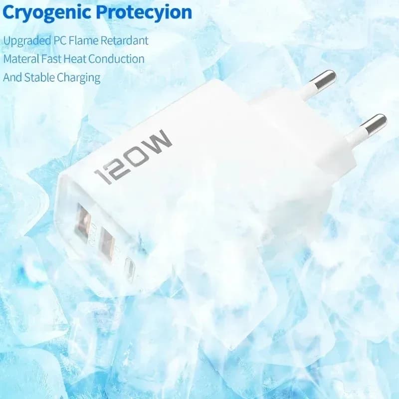 Chargeur USB Type C à charge rapide 120W, 4 ports PD, charge rapide 3.0, pour iPhone, Samsung, Xiaomi, Huawei, adaptateur de téléphone avec prise EU, US, UK – photo 4