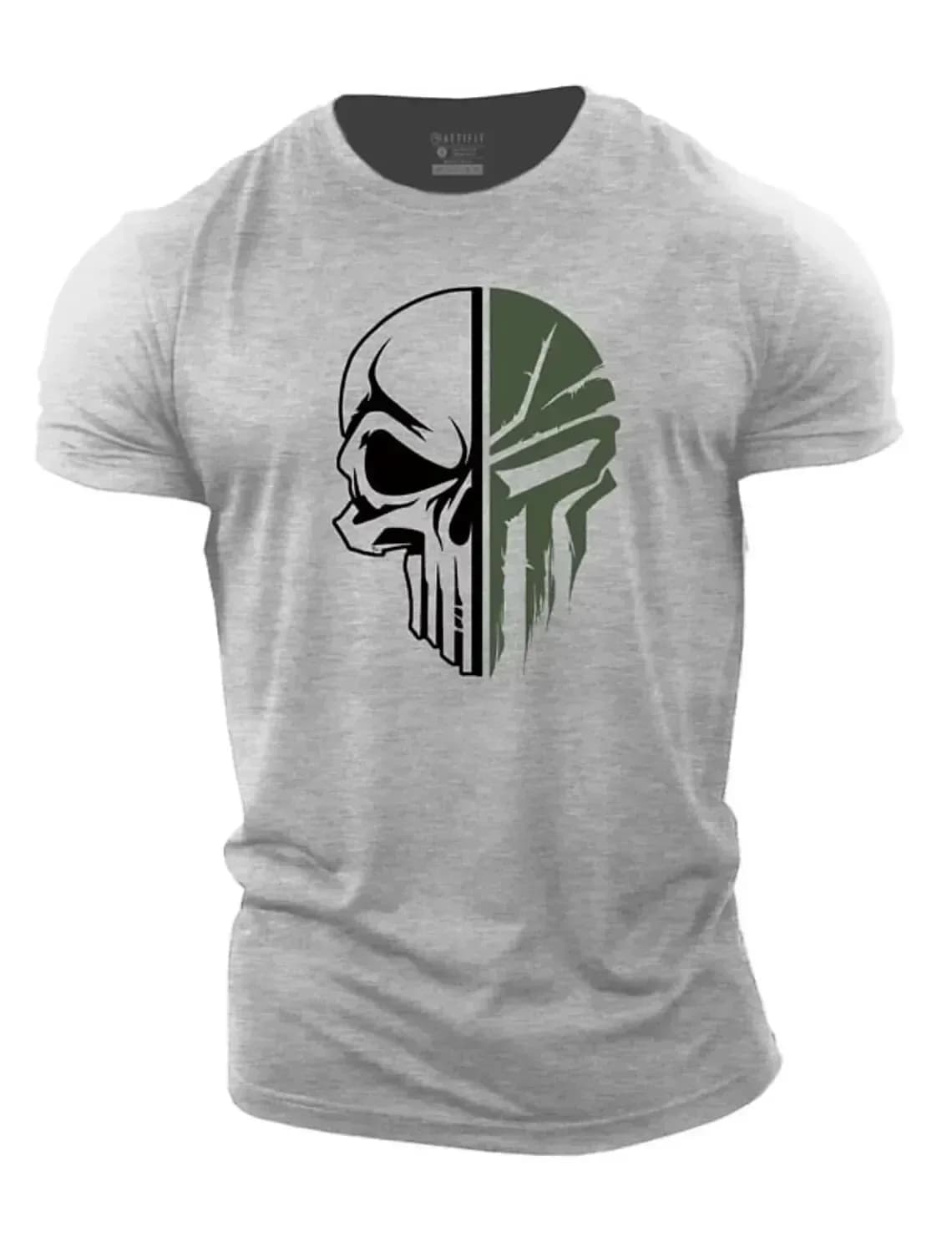 T-shirt 3D pour homme, imprimé « Military Skull », coupe oversize, t-shirt de sport à manches courtes, vêtements de sport pour homme, haut de sport, t-shirts – photo 4