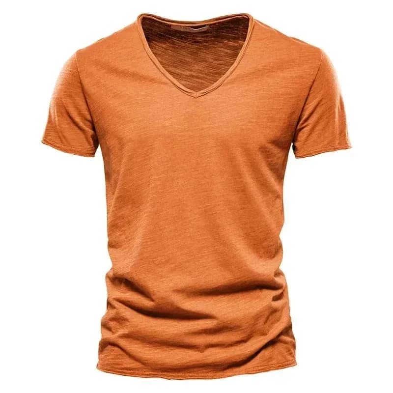 Nouveau 100% coton hommes T-shirt hauts col en V mince à manches courtes t-shirts de haute qualité hommes mode Fitness T-shirt chaud pour hommes taille S-5XL – photo 5