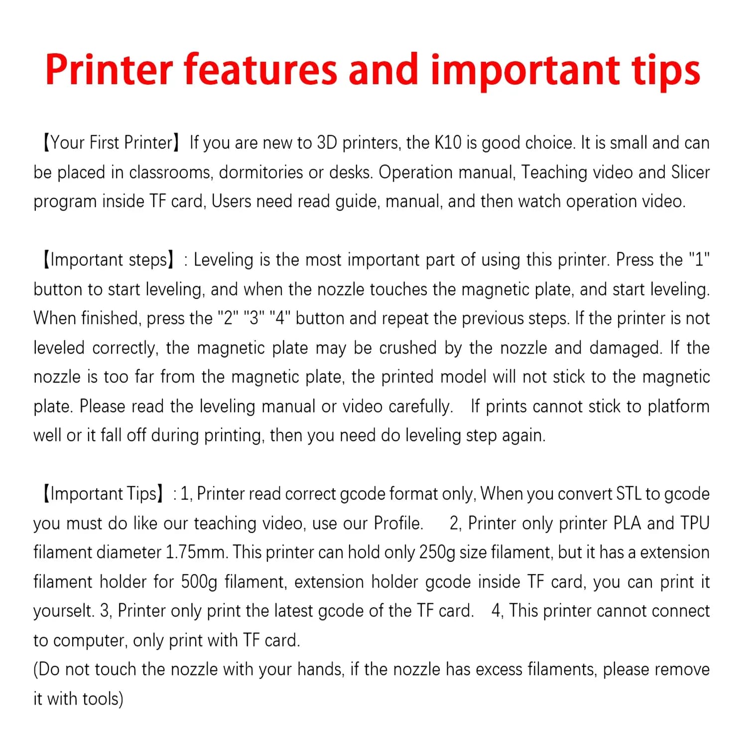 EasyThreed-Imprimante 3D, entrée de gamme, compatible avec PLA, TPU, filament de 1.75mm, adaptateur secteur inclus – photo 6