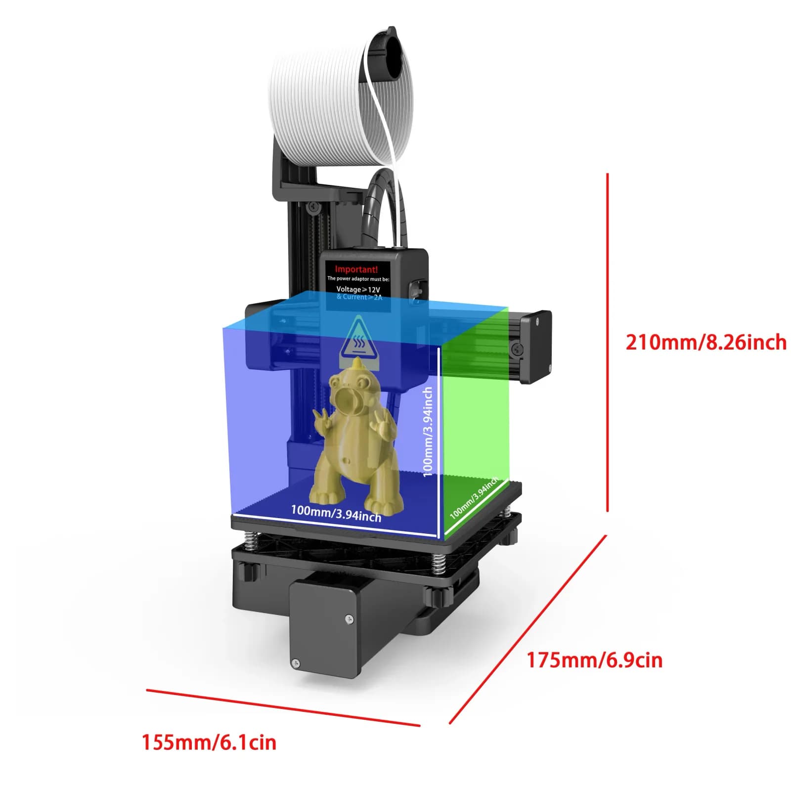 EasyThreed-Imprimante 3D, entrée de gamme, compatible avec PLA, TPU, filament de 1.75mm, adaptateur secteur inclus – photo 2