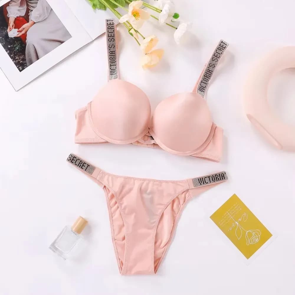 Ensemble de lingerie sexy pour femmes, respirant, doux, polyvalent, lingerie sexy en V, ensemble soutien-gorge et culotte push-up classique – photo 2