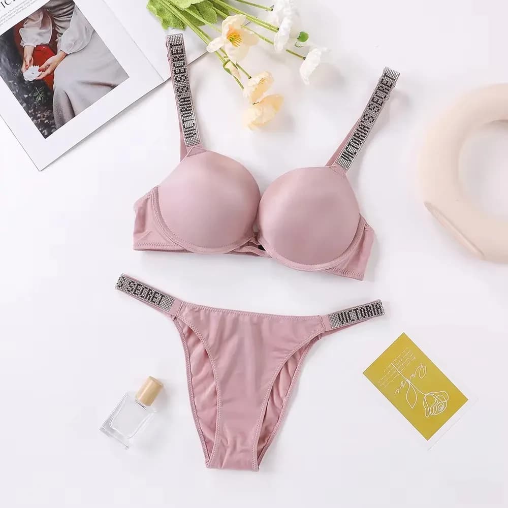 Ensemble de lingerie sexy pour femmes, respirant, doux, polyvalent, lingerie sexy en V, ensemble soutien-gorge et culotte push-up classique – photo 3