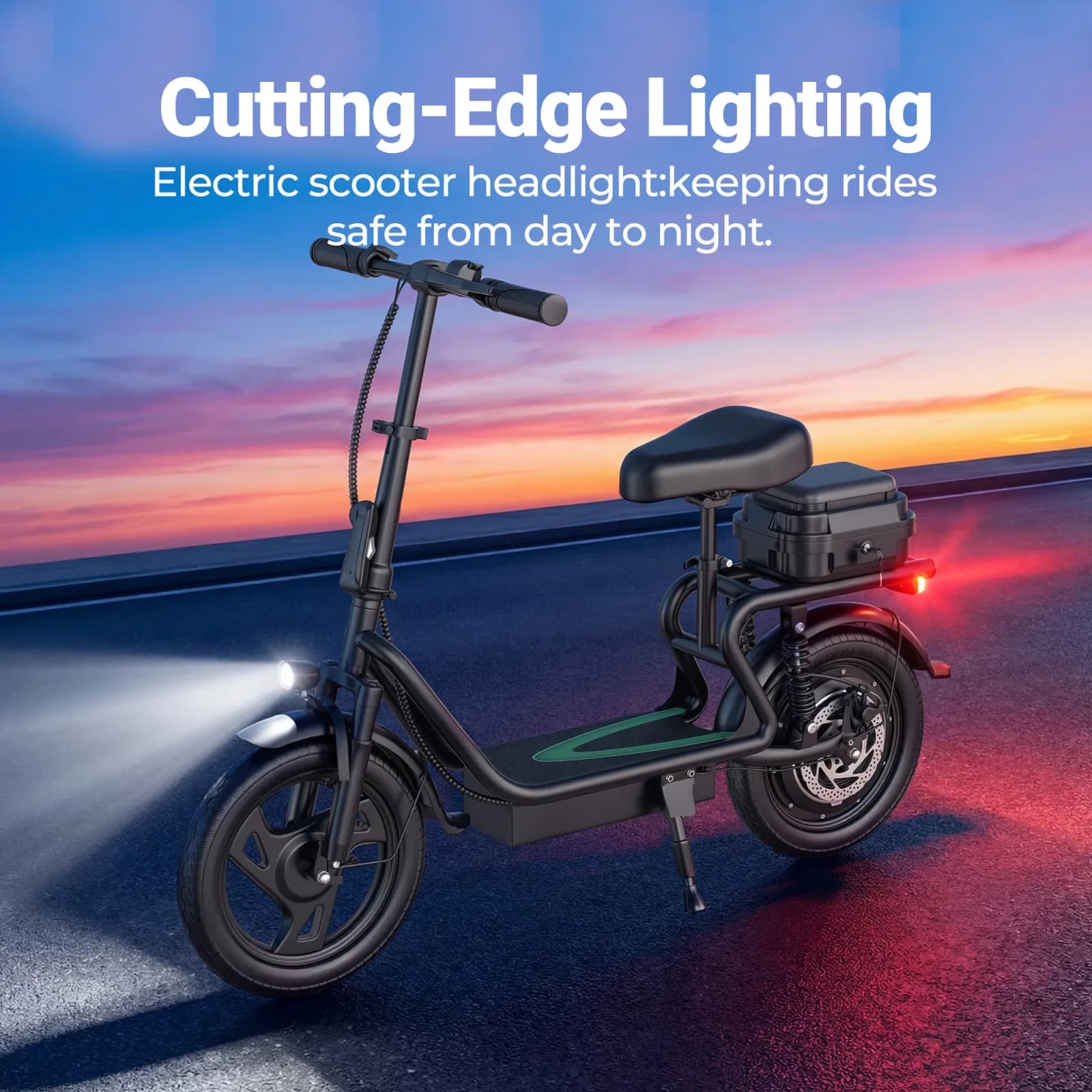 Trottinette Électrique Pliable ESBS 14 Pouces avec Moteur 500W, Batterie Lithium 48V 22.5Ah, Vitesse Max 22 MPH, Autonomie 40 Miles, Vélo Électrique Urbain pour Adulte avec Siège et Rangement Arrière, Frein à Disque et Suspension, Stock UE – photo 4