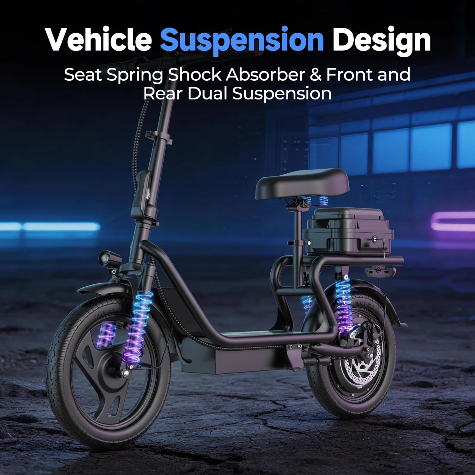 Trottinette Électrique Pliable ESBS 14 Pouces avec Moteur 500W, Batterie Lithium 48V 22.5Ah, Vitesse Max 22 MPH, Autonomie 40 Miles, Vélo Électrique Urbain pour Adulte avec Siège et Rangement Arrière, Frein à Disque et Suspension, Stock UE – photo 6