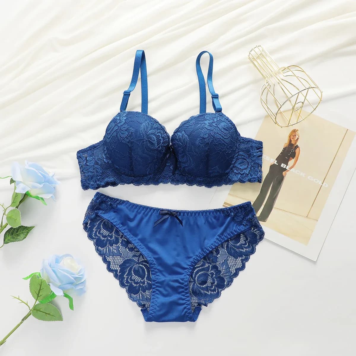 Ensemble de lingerie multicolore sexy pour femmes, sous-vêtements push-up, sous-vêtements à fleurs, rassemblement, A2axes, 2 pièces – photo 3