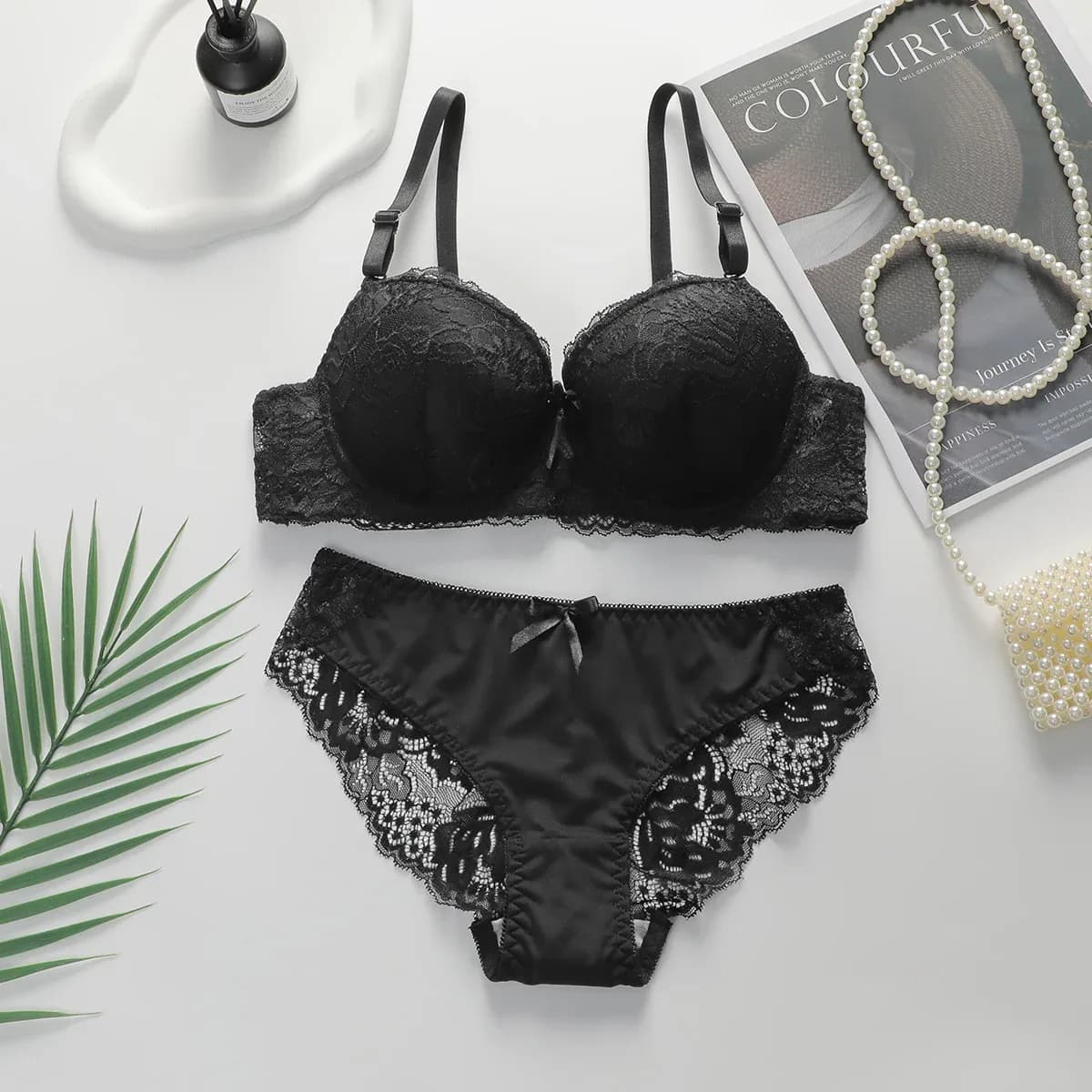 Ensemble de lingerie multicolore sexy pour femmes, sous-vêtements push-up, sous-vêtements à fleurs, rassemblement, A2axes, 2 pièces – photo 5