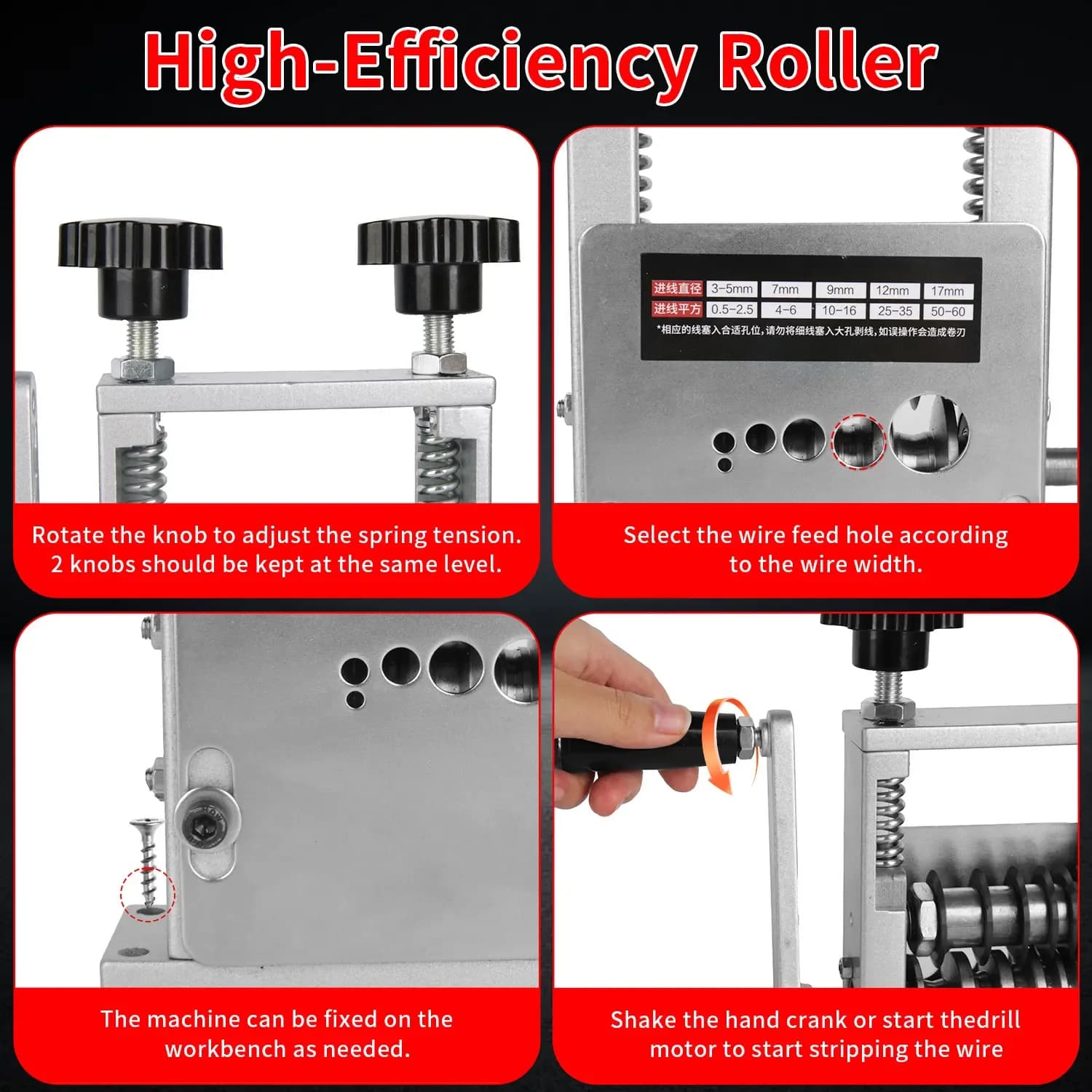 Machine à dénuder les fils manuelle et automatique, 6 canaux, dénudeur de fils portable, outil de dénudage de fils à double mode pour câbles en cuivre de 3 à 17 mm, recyclage, utilisation avec perceuse électrique – photo 4