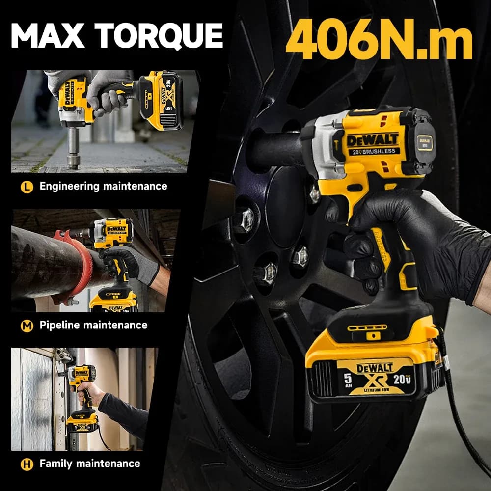 Dewalt DCF921 clé à chocs électrique sans fil sans brosse couple élevé lumière LED 406N.m outil électrique professionnel léger – photo 3