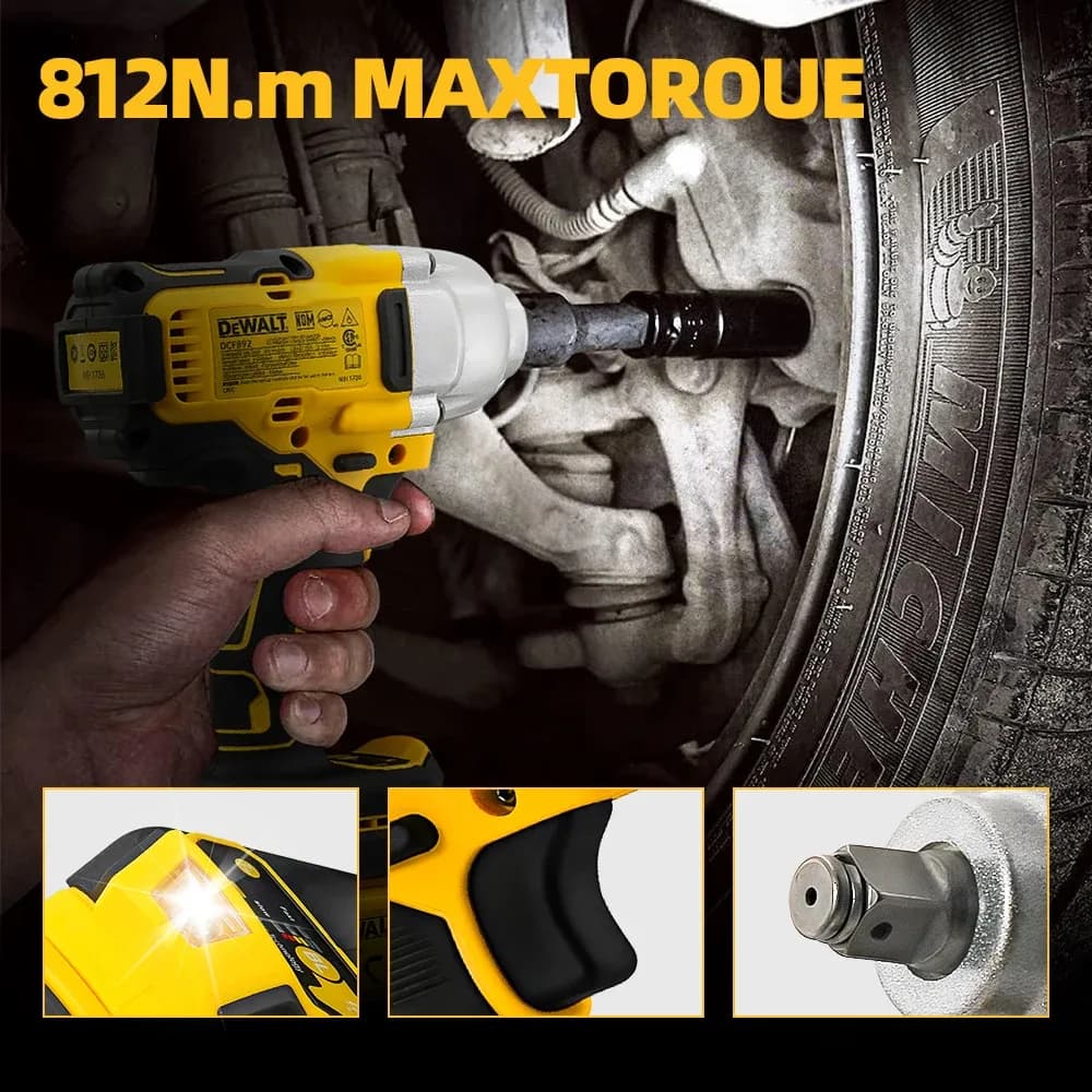 Dewalt DCF892 clé à chocs sans fil sans brosse à couple élevé 20V batterie outil électrique 812N.m clé dynamométrique Portable puissante – photo 3