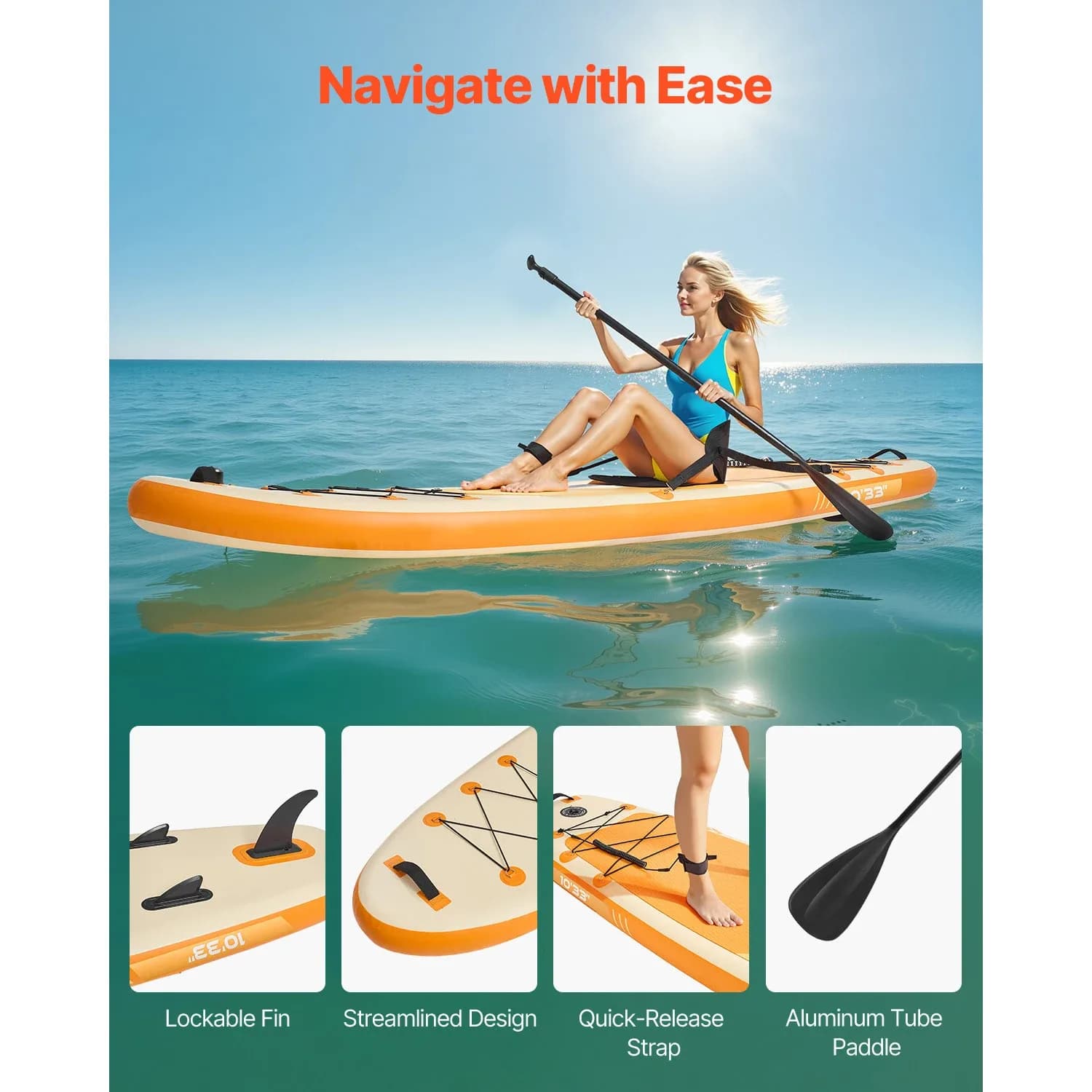 Planche à pagaie gonflable SucceBuy avec siège, planche à pagaie ultra-légère SUP, planche à pagaie debout avec accessoires pour jeunes et adultes – photo 4
