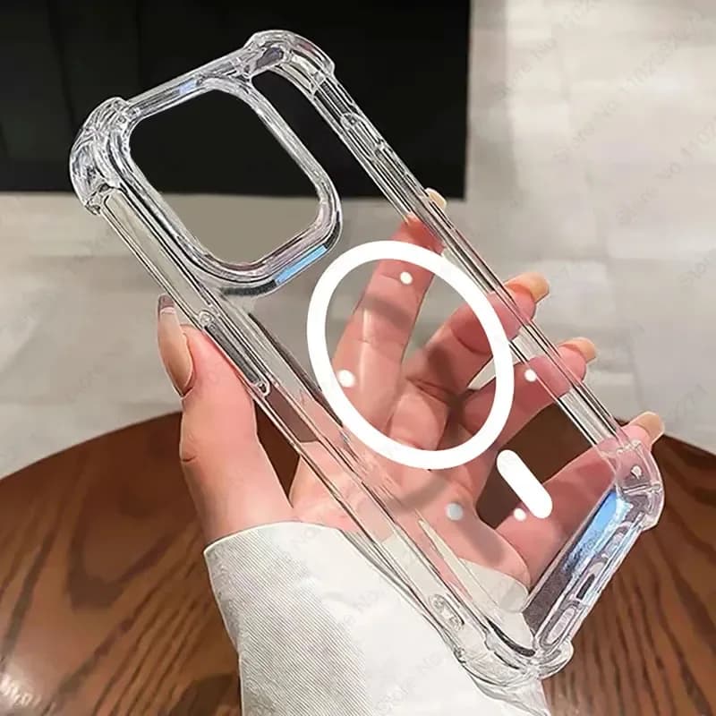 Coque transparente en acrylique antichoc avec chargement magnétique sans fil pour Magsafe, compatible iPhone 17 18 11 12 13 14 15 16 Pro Max