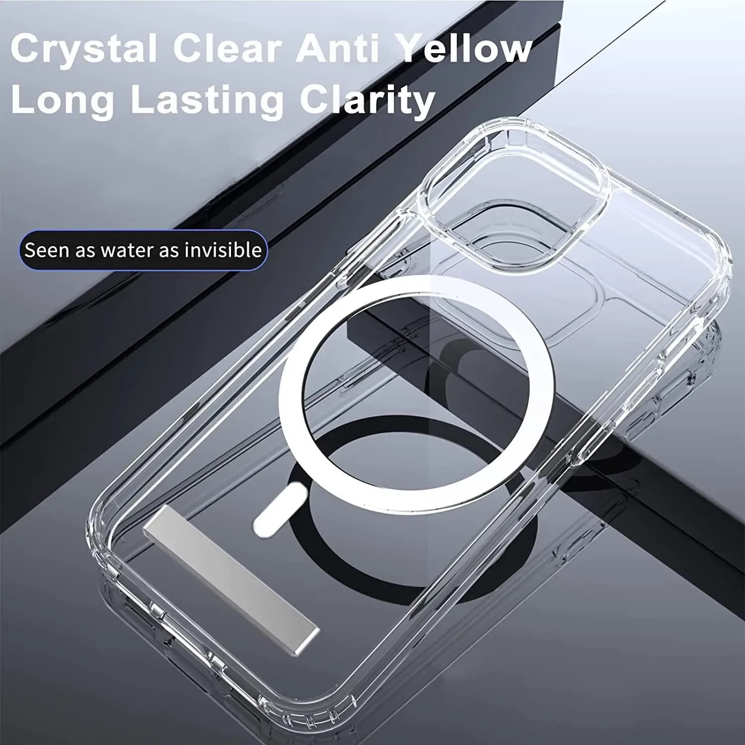 Étui de téléphone magnétique Transparent avec support, étui pour iPhone 17 Pro Max Air 13 12 Mini 16 15 14 11 avec béquille, support Transparent – photo 2