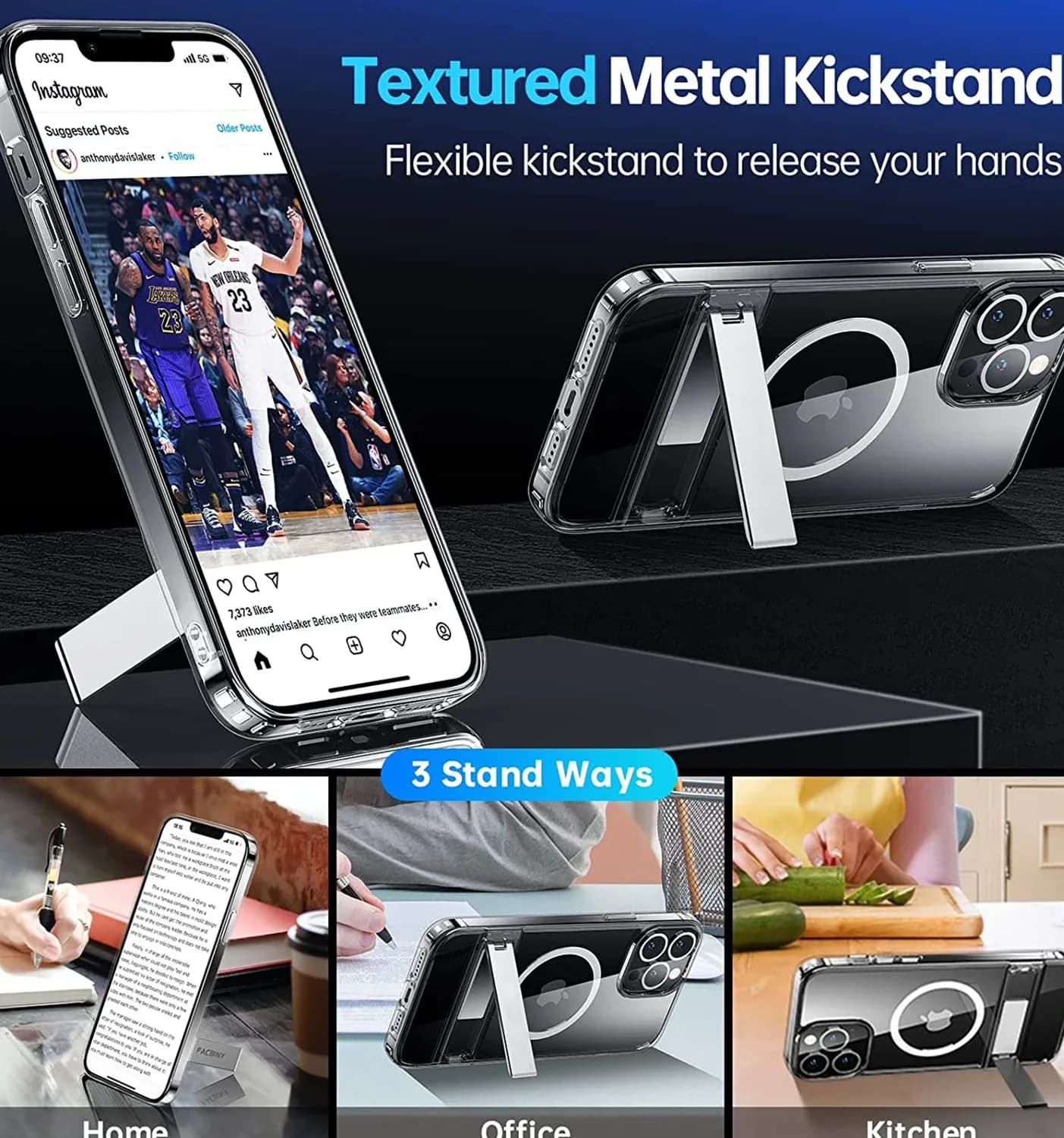 Étui de téléphone magnétique Transparent avec support, étui pour iPhone 17 Pro Max Air 13 12 Mini 16 15 14 11 avec béquille, support Transparent – photo 6