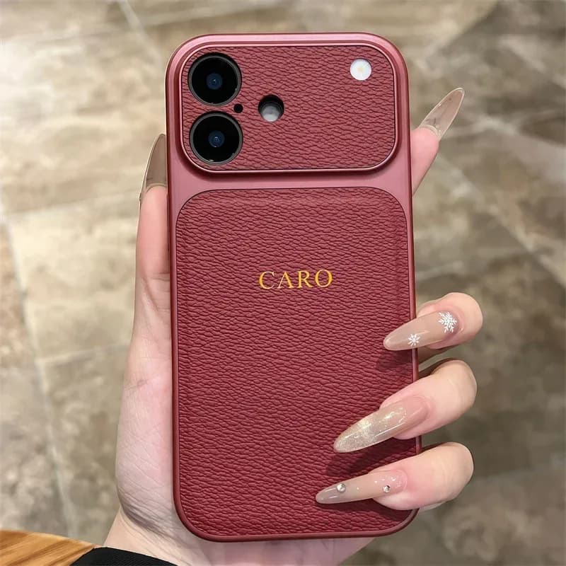 Étui en cuir personnalisé avec initiales en or ou en argent pour iPhone 15 14 13 17 Pro Max 14 16 Plus 17 Air, protection de l'objectif de luxe – photo 6