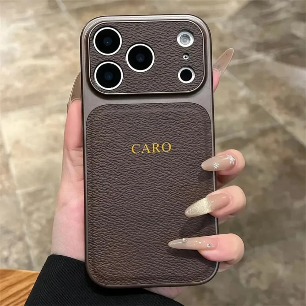 Étui en cuir personnalisé avec initiales en or ou en argent pour iPhone 15 14 13 17 Pro Max 14 16 Plus 17 Air, protection de l'objectif de luxe – photo 5
