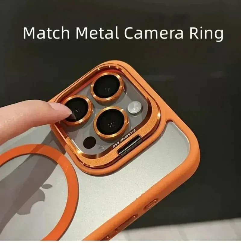 Coque de téléphone magnétique de luxe antichoc pour iPhone 16 15 14 13 12 17 18 Pro Max, compatible avec Magsafe, avec support et protection d'objectif en verre. – photo 5