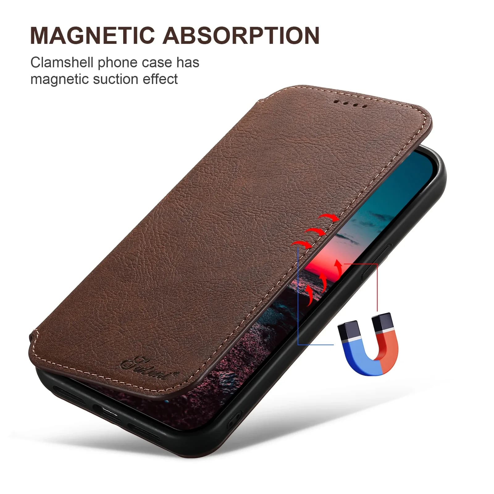 Étui de téléphone en cuir compatible avec la recharge sans fil SUTENI pour iPhone 13 14 15 16 Plus 17 18 Pro Max, avec couverture rabattable et porte-cartes. – photo 6