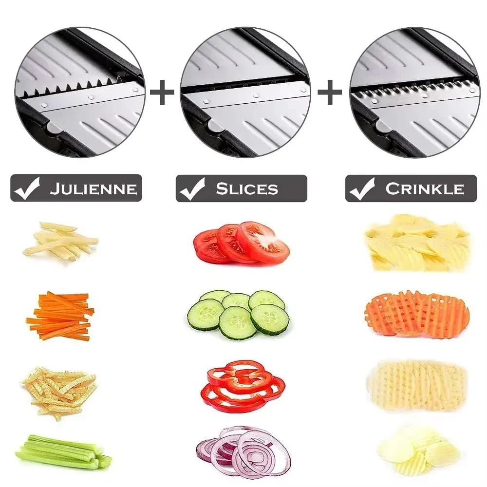 Mandoline réglable 10-en-1 pour trancher les légumes, avec lames professionnelles pour la julienne, en acier inoxydable, idéale pour les pommes de terre, les carottes, les oignons, les fruits et les légumes, de couleur noire. – photo 5