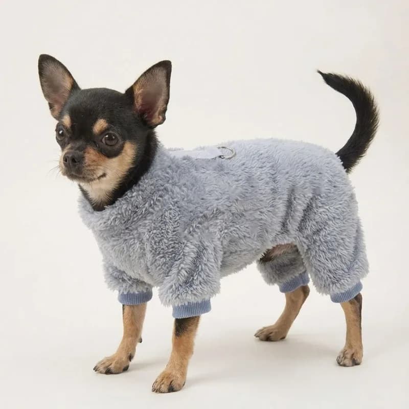 Combinaison d'hiver pour chiens, vêtements chauds pour animaux de compagnie à quatre pattes, combinaison en duvet pour petits chiens, costume en flanelle doux pour chihuahua, pug – photo 2