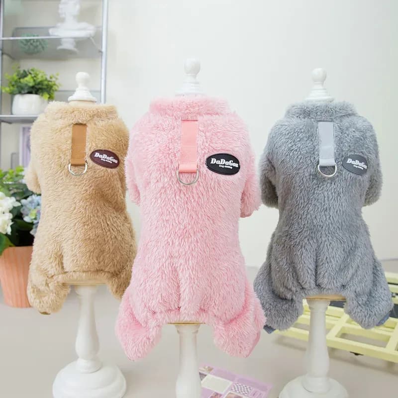 Combinaison d'hiver pour chiens, vêtements chauds pour animaux de compagnie à quatre pattes, combinaison en duvet pour petits chiens, costume en flanelle doux pour chihuahua, pug – photo 3