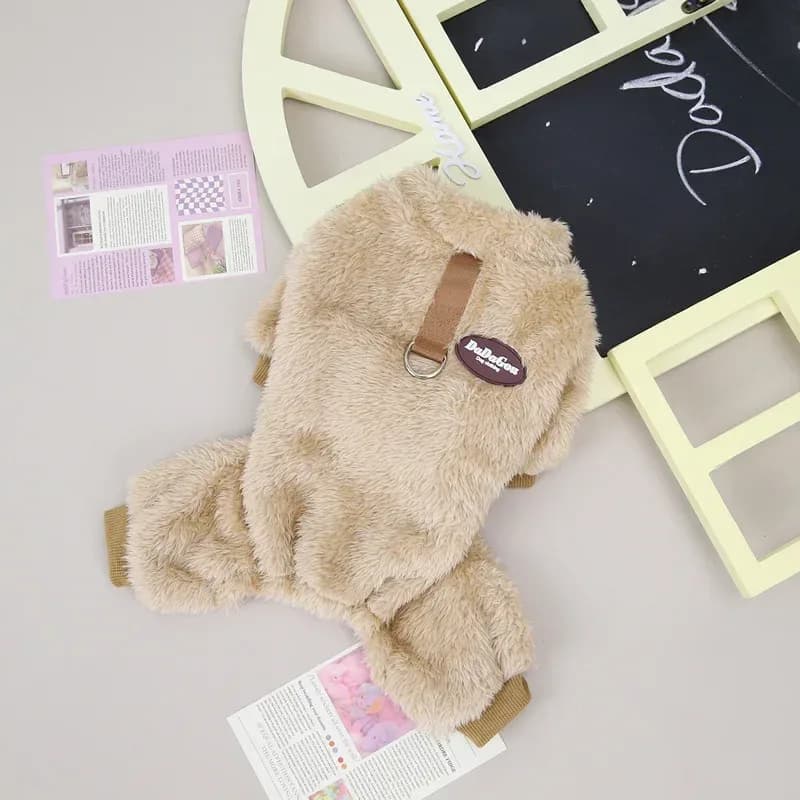 Combinaison d'hiver pour chiens, vêtements chauds pour animaux de compagnie à quatre pattes, combinaison en duvet pour petits chiens, costume en flanelle doux pour chihuahua, pug – photo 6