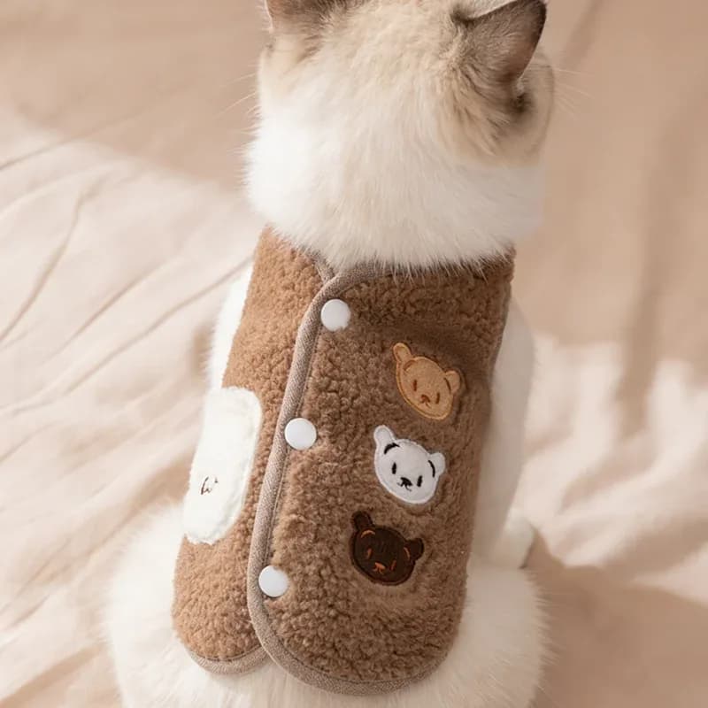 Vêtements pour animaux de compagnie pour l'automne et l'hiver, vêtements mignons pour petits chiens, gilet en polaire pour l'automne, vêtements chauds pour chiots, vêtements pour chats – photo 2