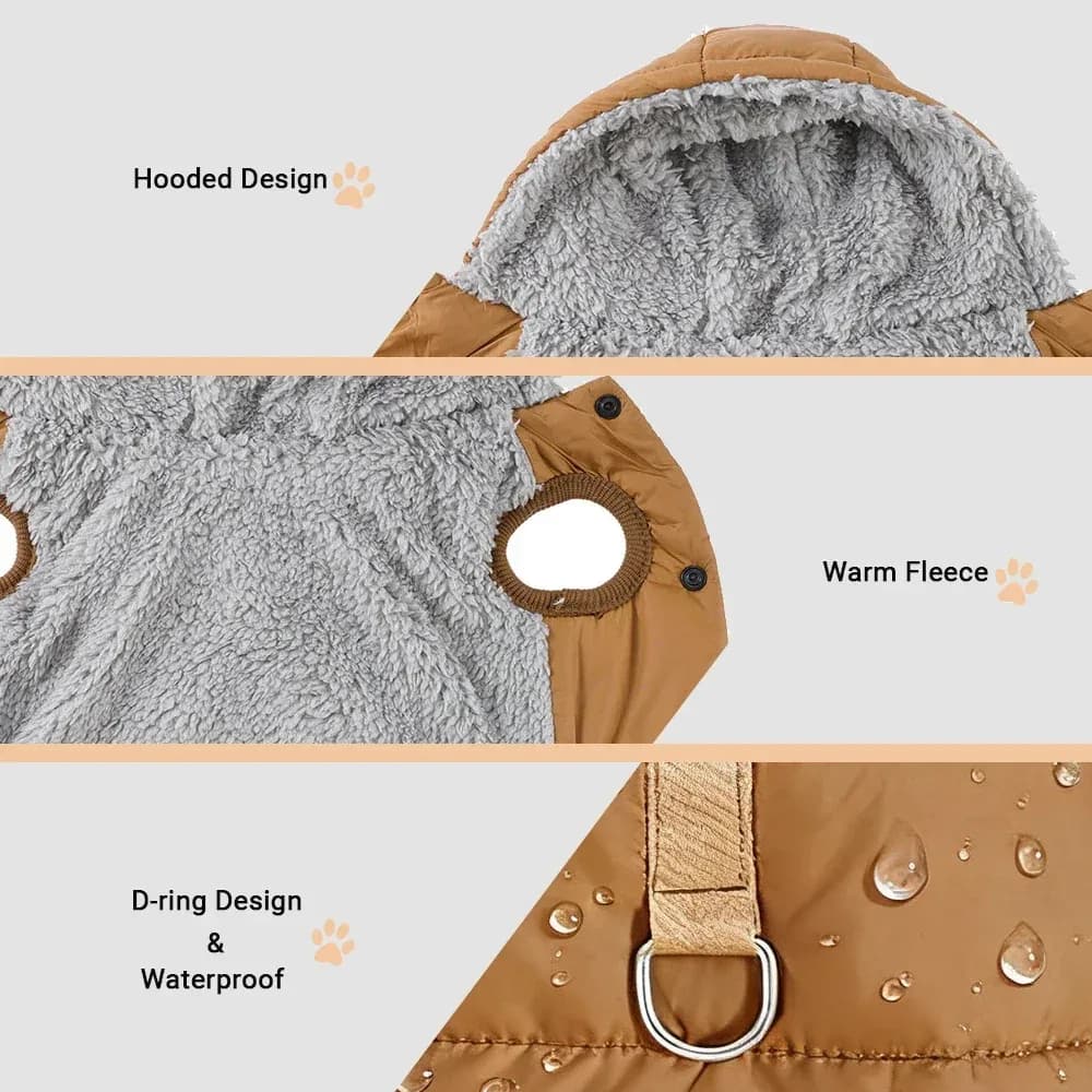 Veste épaisse à capuche pour chiot, pour petits et moyens chiens, chats, manteau d'hiver imperméable pour chien, vêtements en polaire douce, Chihuahua, carlin, tenues pour animaux de compagnie – photo 3