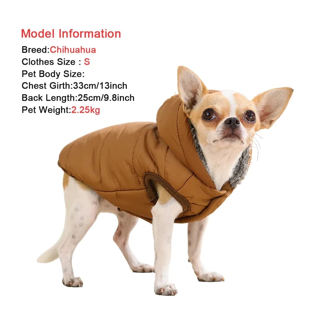 Veste épaisse à capuche pour chiot, pour petits et moyens chiens, chats, manteau d'hiver imperméable pour chien, vêtements en polaire douce, Chihuahua, carlin, tenues pour animaux de compagnie – photo 4