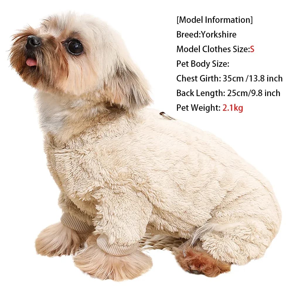 Vêtements doux pour chiens, combinaison chaude d'hiver pour chiots, avec anneau en D, pull en flanelle polaire pour animaux de compagnie, pour petits et moyens chiens, manteau carlin Yorkshire – photo 5