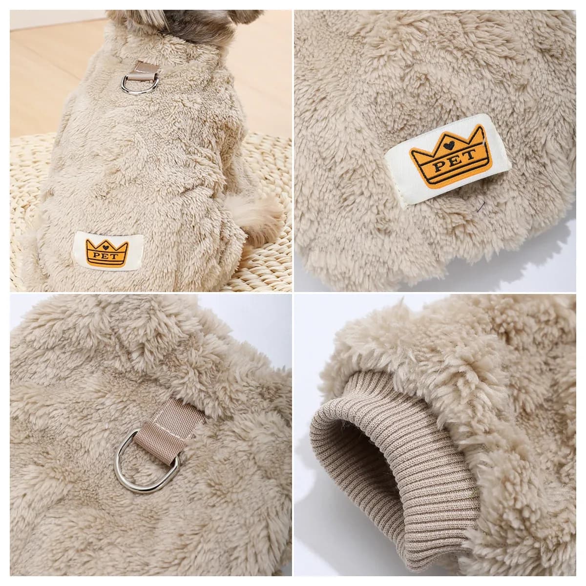 Vêtements doux pour chiens, combinaison chaude d'hiver pour chiots, avec anneau en D, pull en flanelle polaire pour animaux de compagnie, pour petits et moyens chiens, manteau carlin Yorkshire – photo 4