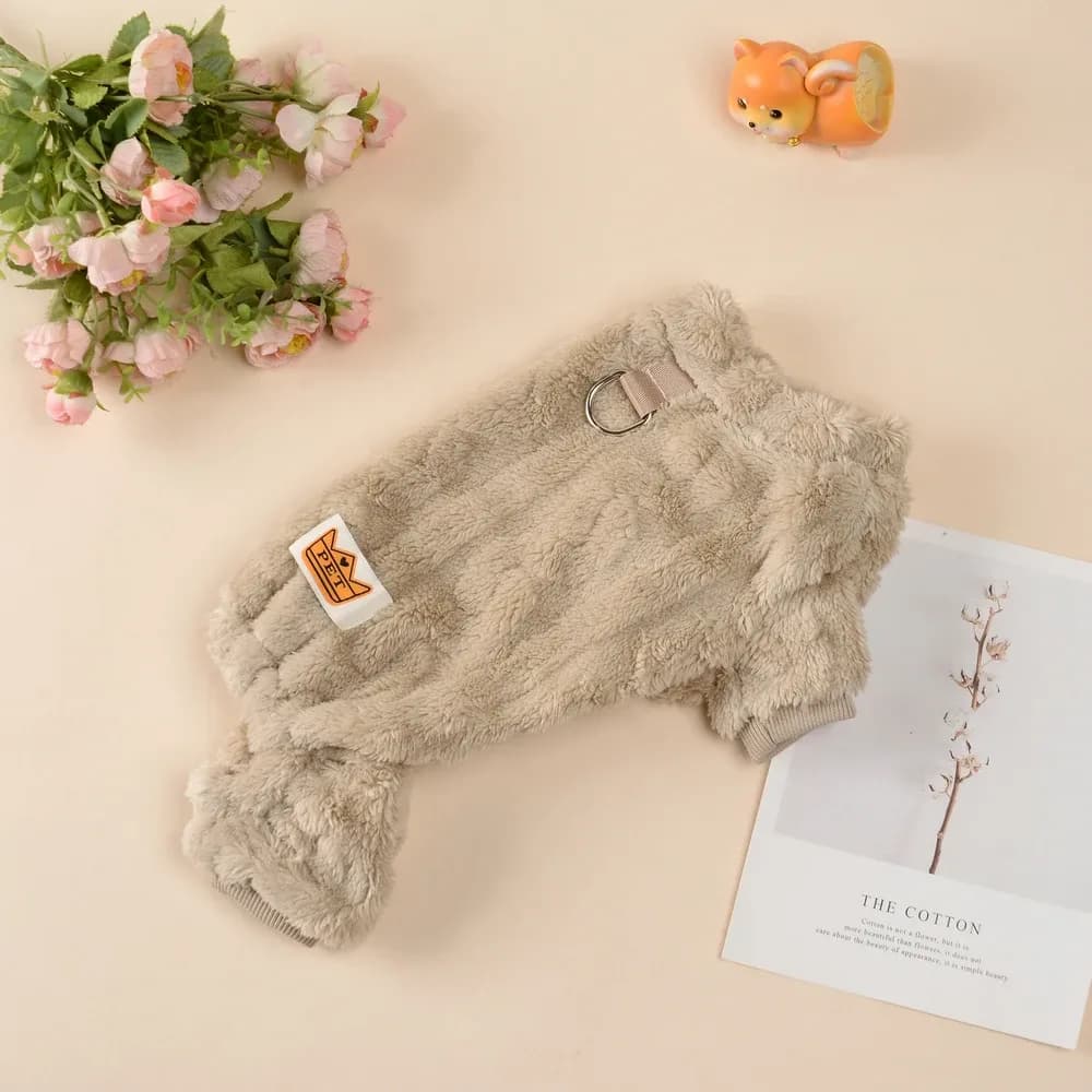 Vêtements doux pour chiens, combinaison chaude d'hiver pour chiots, avec anneau en D, pull en flanelle polaire pour animaux de compagnie, pour petits et moyens chiens, manteau carlin Yorkshire – photo 3