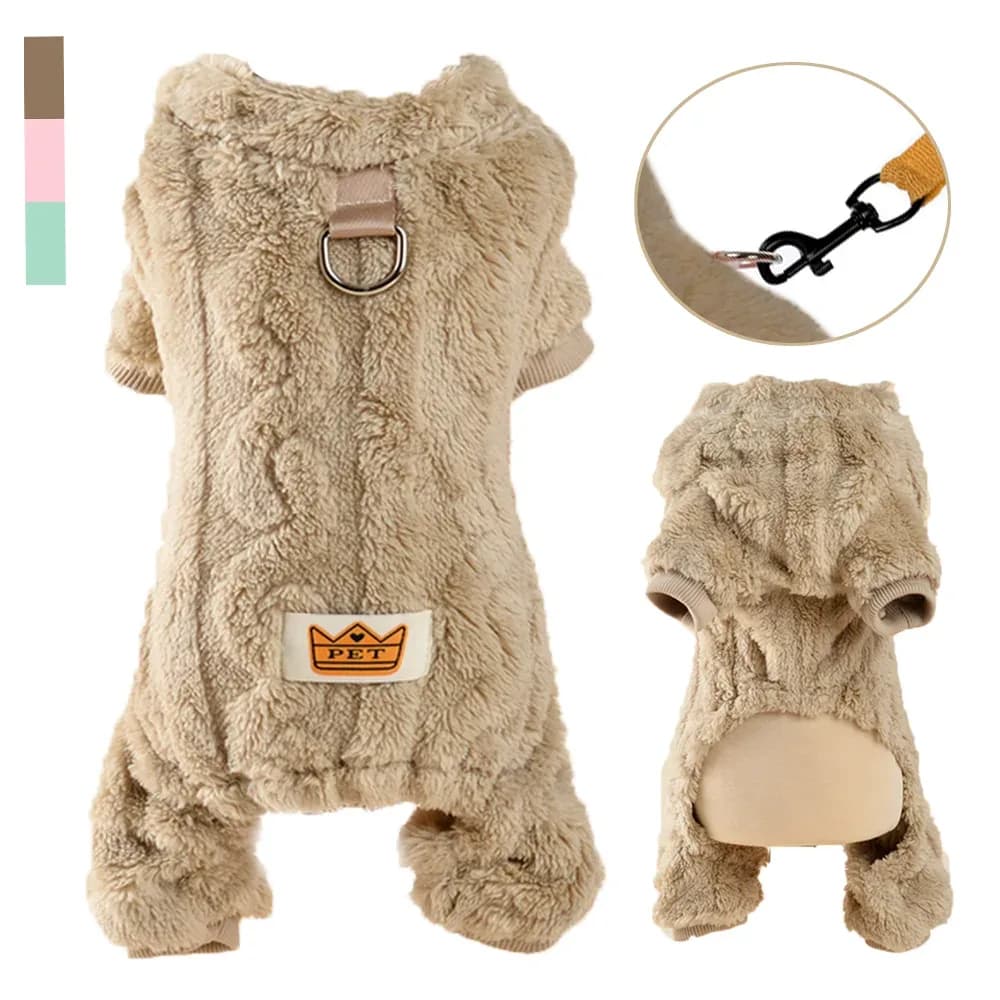 Vêtements doux pour chiens, combinaison chaude d'hiver pour chiots, avec anneau en D, pull en flanelle polaire pour animaux de compagnie, pour petits et moyens chiens, manteau carlin Yorkshire