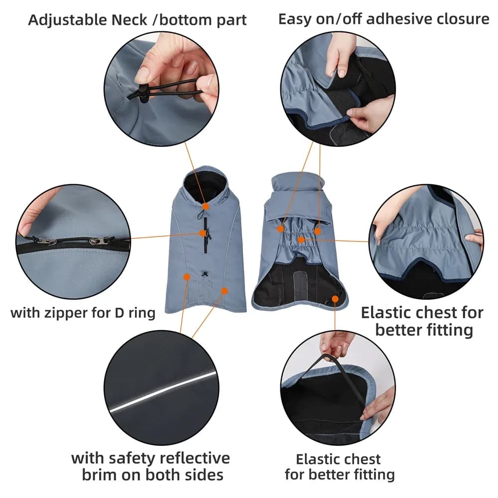 Veste imperméable pour grands chiens, poitrine Flexible, doublure polaire, coque souple, vestes d'extérieur pour chiens, manteau réfléchissant de sécurité pour animaux de compagnie – photo 3