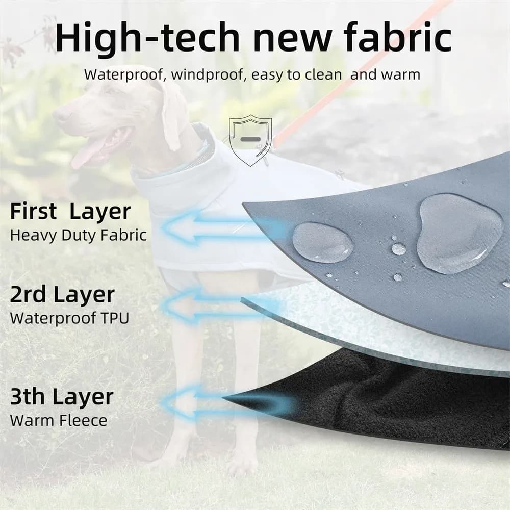 Veste imperméable pour grands chiens, poitrine Flexible, doublure polaire, coque souple, vestes d'extérieur pour chiens, manteau réfléchissant de sécurité pour animaux de compagnie – photo 4